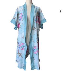 60's Aquamarine Floral Robe